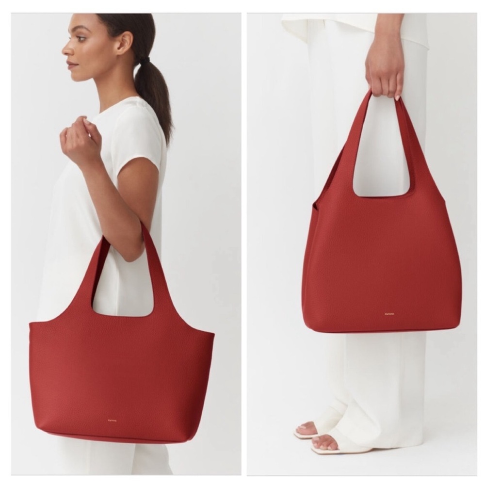 CUYANA System Tote 13” in Poppy Leather PLUS laptop sleeve AND crossbody strap